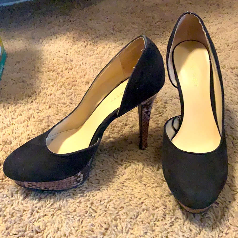 Black suede pumps